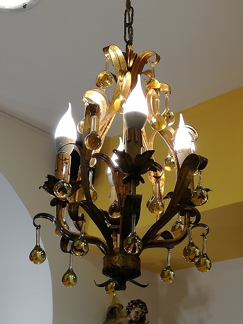 Lampada piantana artigianale in ferro battuto effetto legno - Made